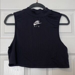 Nike Air Women's Black Ribbed Mock Neck Crop Tank